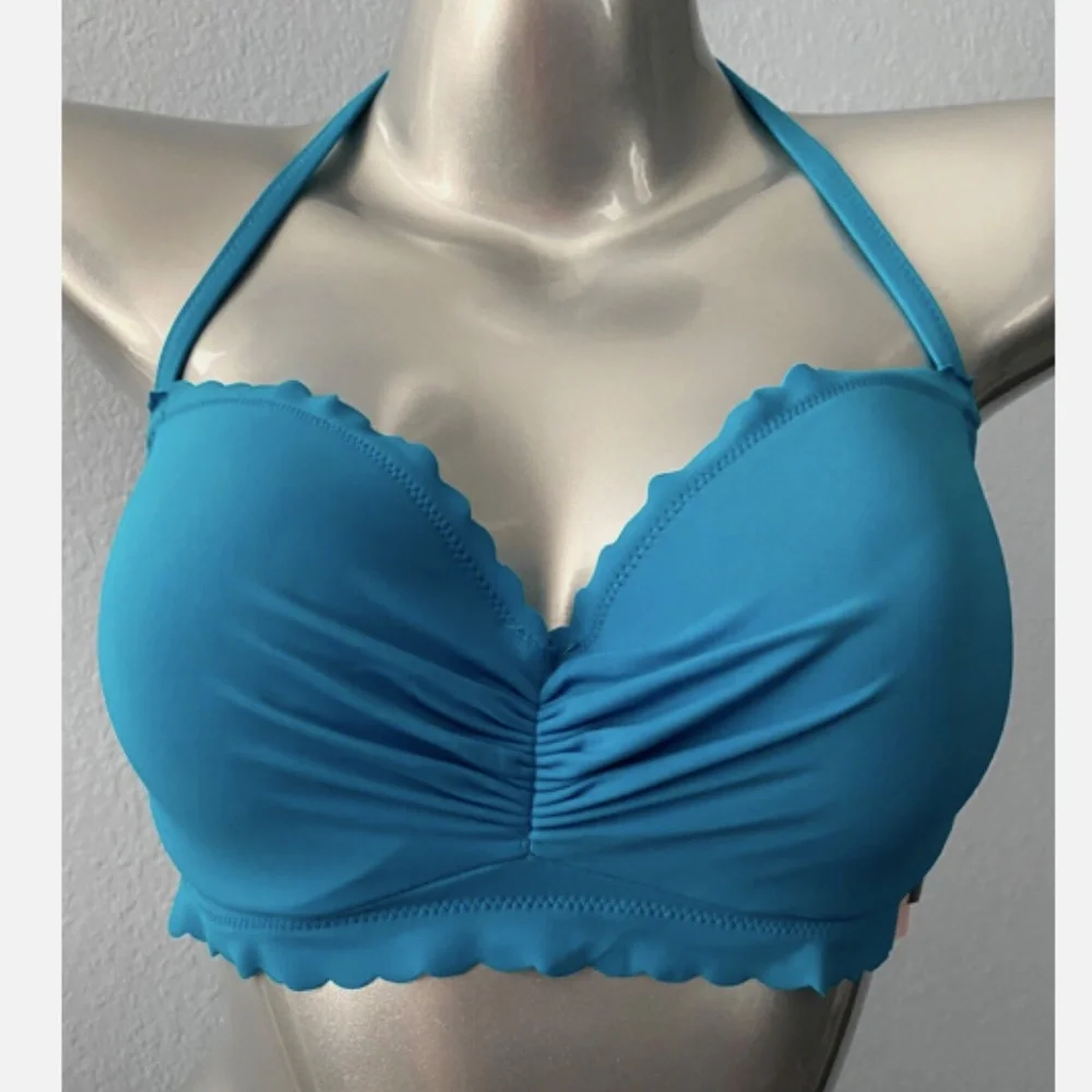 Victorias Secret Swim Bikini Top Cosmo Blue Zuma Getaway Scalloped Underwire 36C